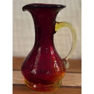 Vintage Amberina Crackle Glass